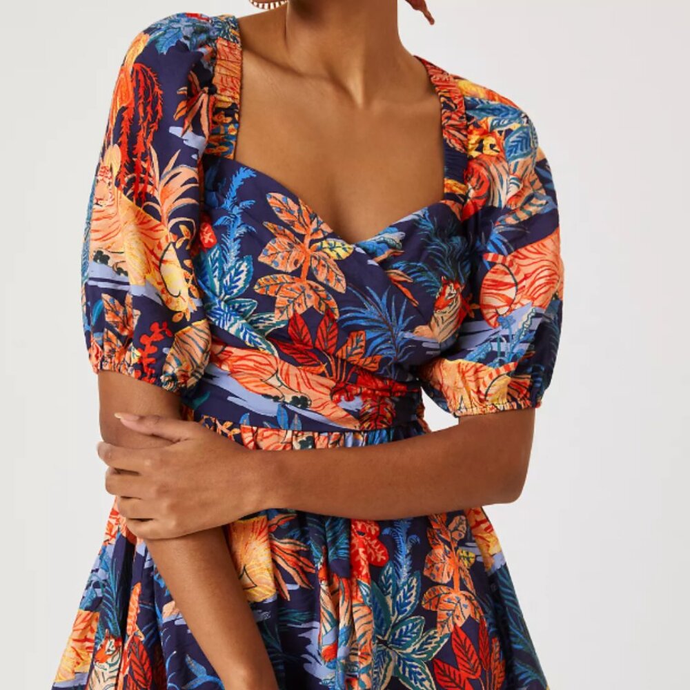 Anthropologie "In the Wild" Puff-sleeve Mini Dress